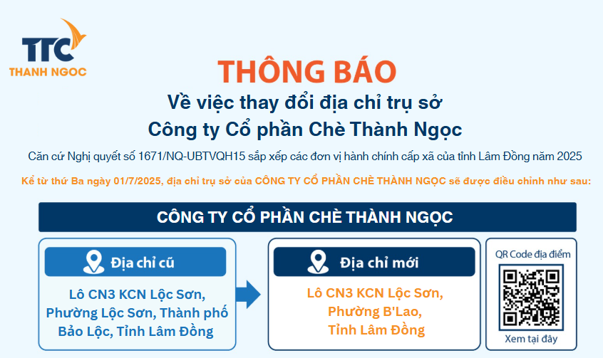 THÔNG BÁO VỀ VIỆC THAY ĐỔI ĐỊA CHỈ HÀNH CHÍNH